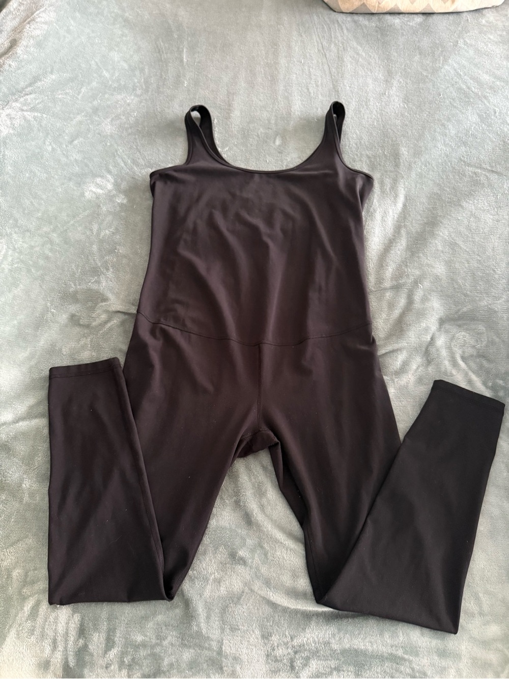 Black Women's Maternity Scoop Neck Jumpsuit